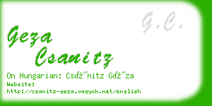 geza csanitz business card